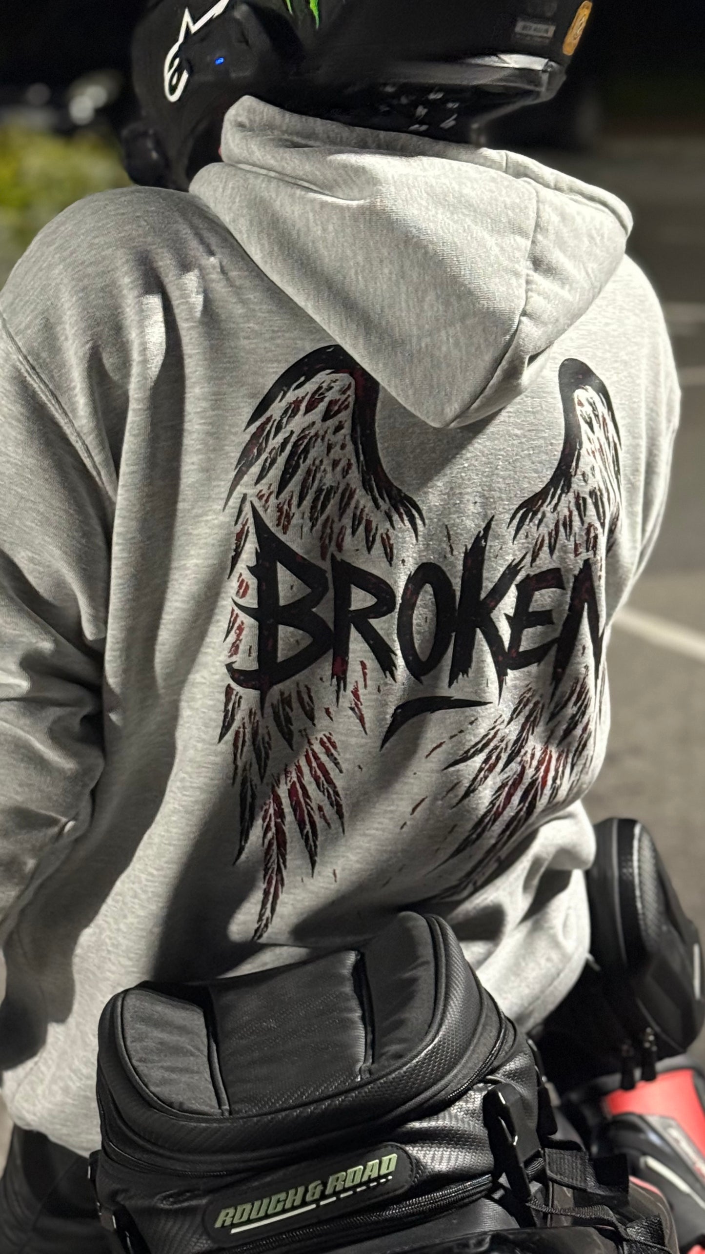 Grey Oversized Motorcycle Hoodie