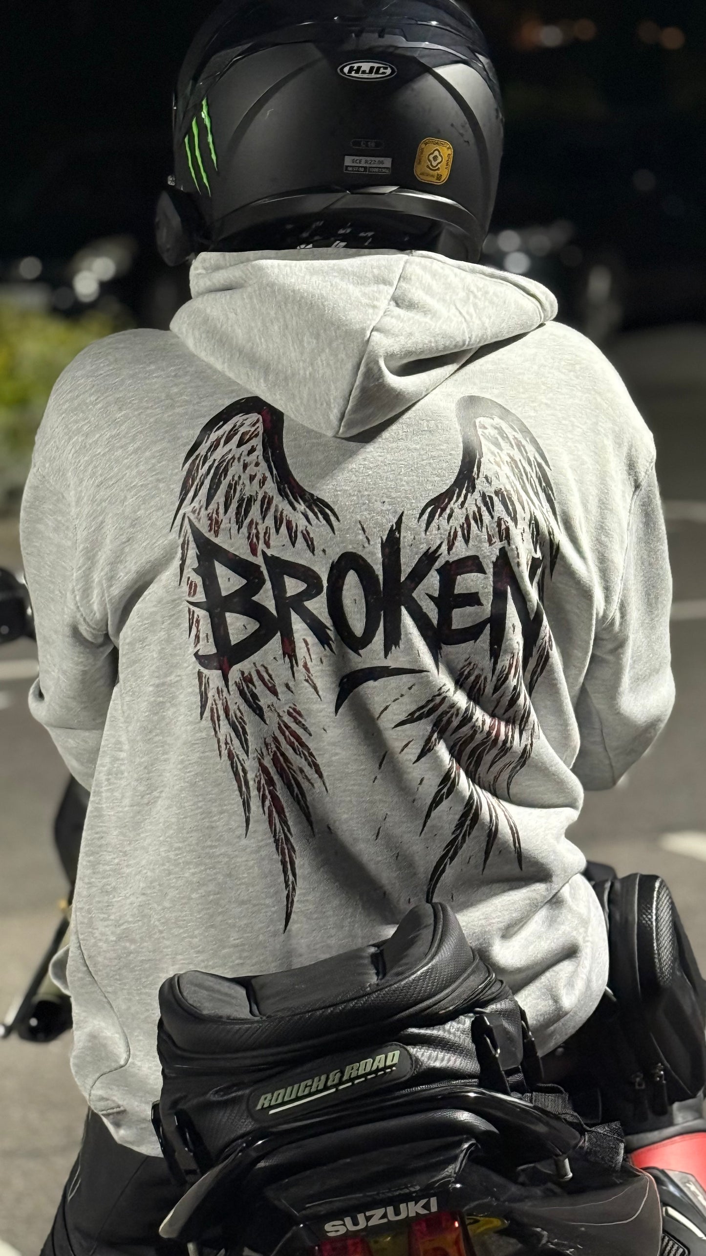 Grey Oversized Motorcycle Hoodie