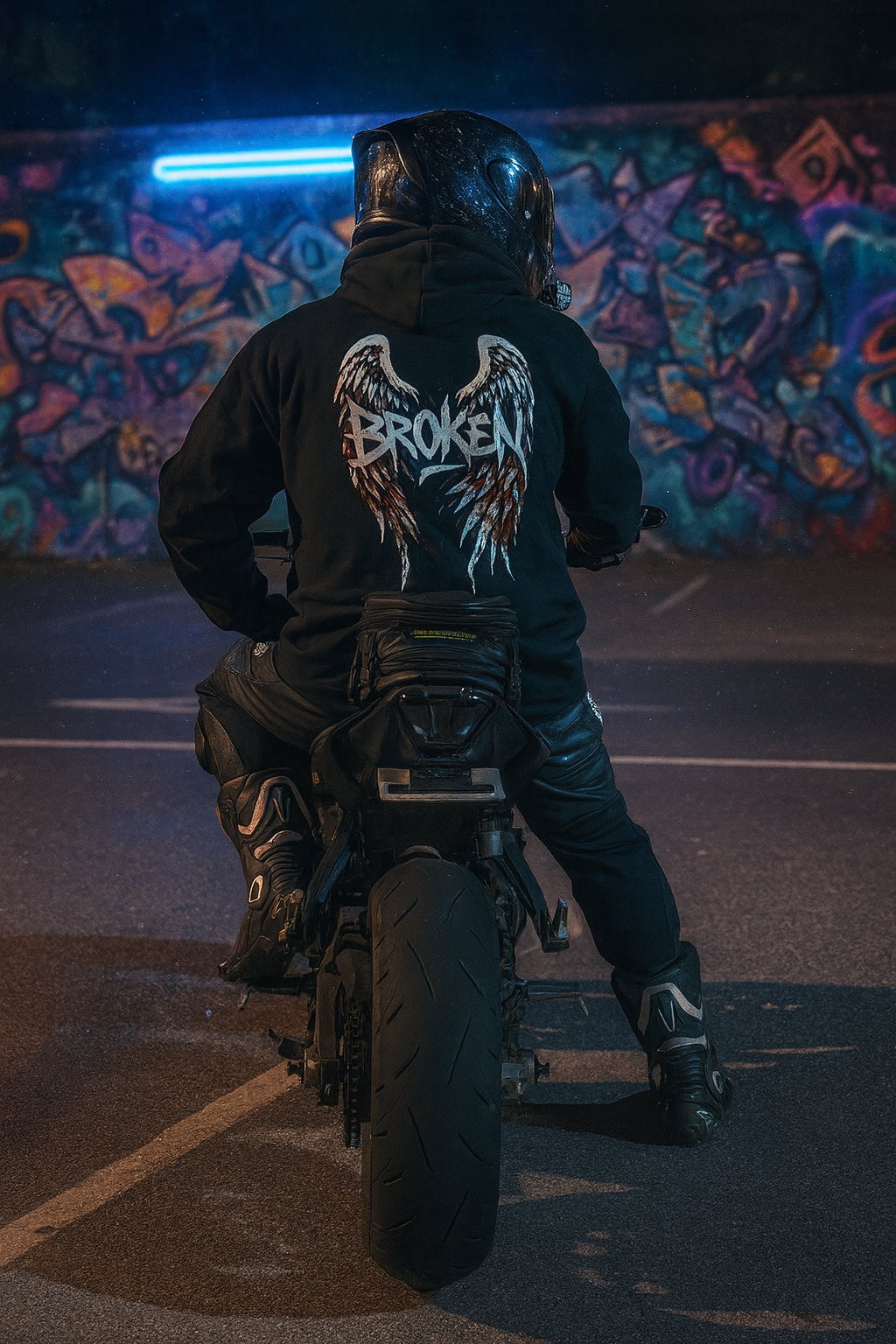 Black Oversized Motorcycle Hoodie