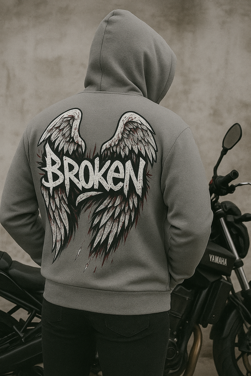 Grey Oversized Motorcycle Hoodie