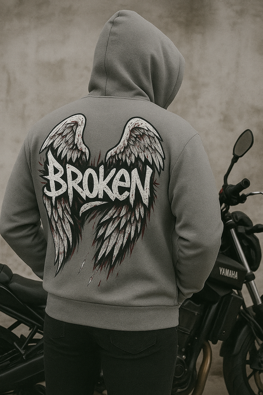 Grey Oversized Motorcycle Hoodie