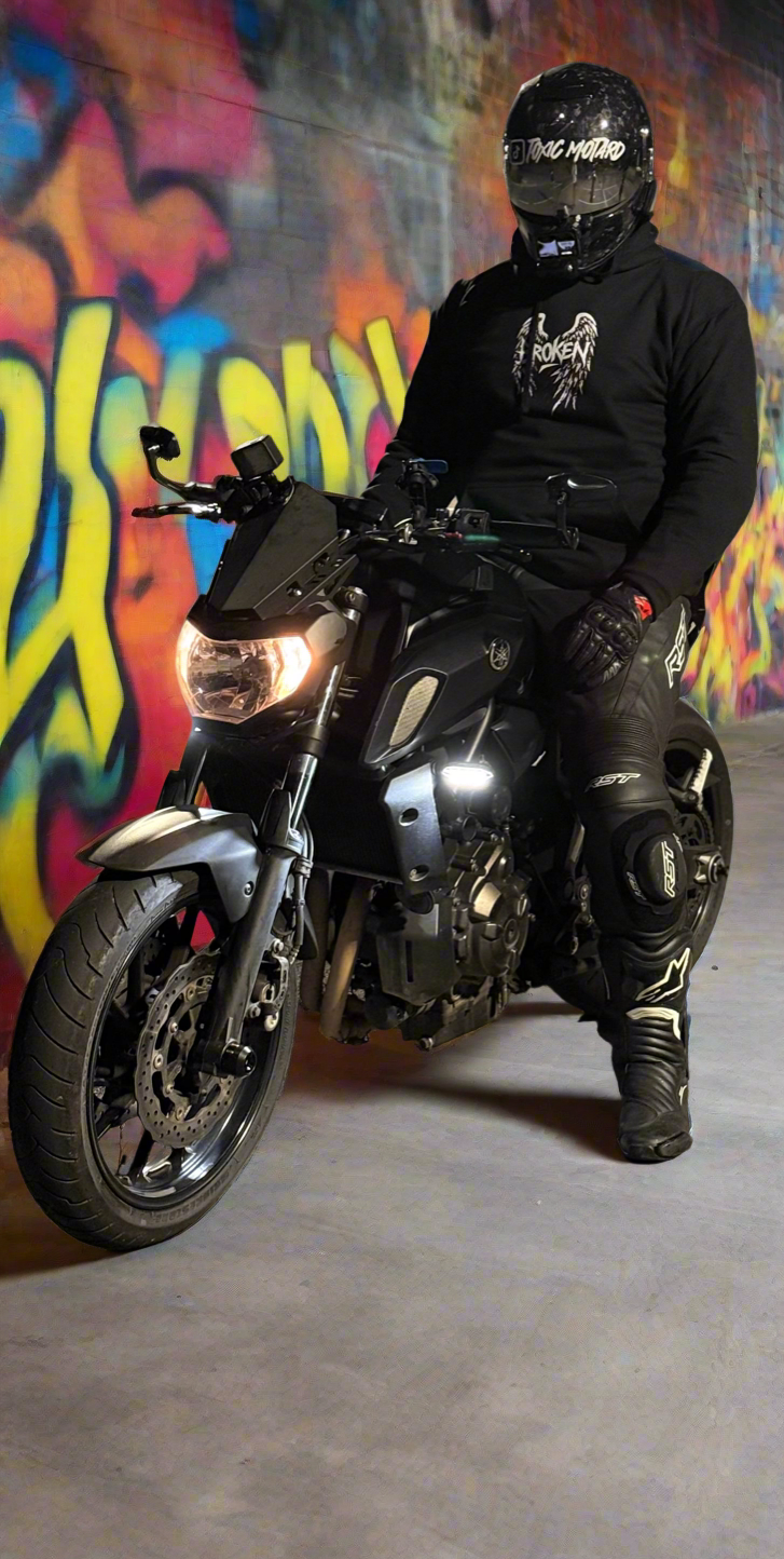 Black Oversized Motorcycle Hoodie