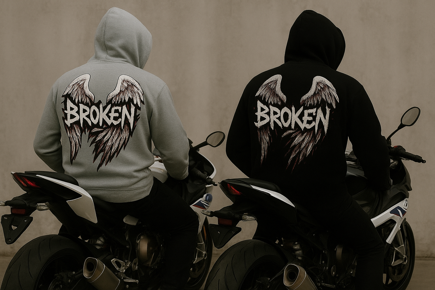 Grey Oversized Motorcycle Hoodie